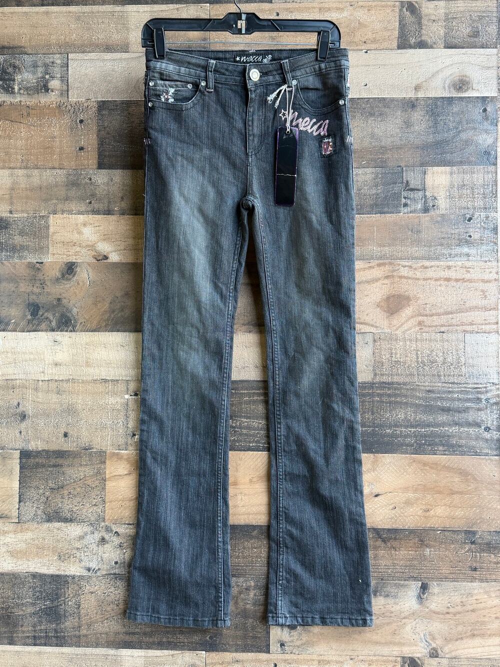 Vintage Y2K Mecca USA Pink Sequin & Star Embellished Flare Jeans - Size 16 NWT